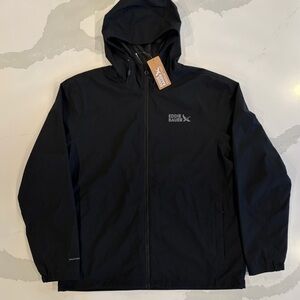 Eddie Bauer Black Hooded Raincoat with Subtle Logo - BRAND NEW W TAGS
